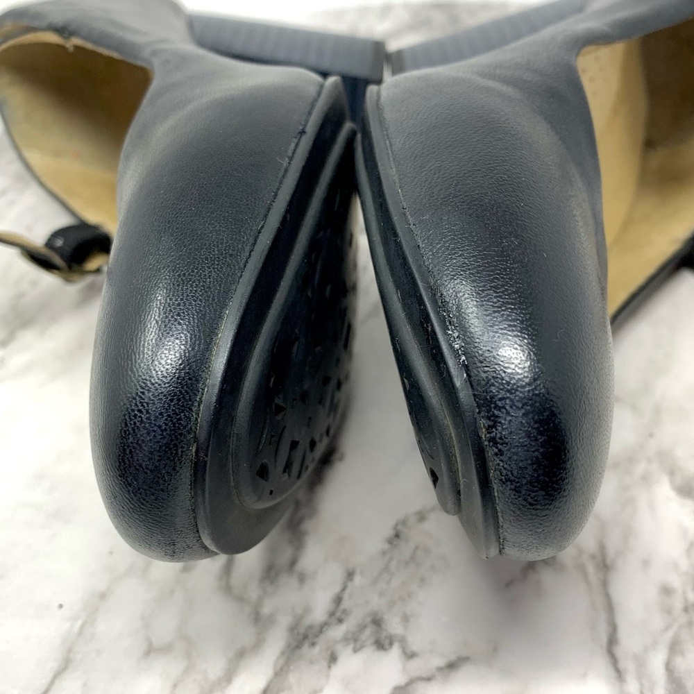 Vintage Hush Puppies Black Leather Mary Jane Comfort Heels 7.5 Classic Coquette - Picture 9 of 15